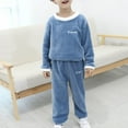 thumbnail image 6 of Children Two Piece Set Warm Home Clothes Fleece Solid Color Home Wear Sets for Boys Girls Kids niños niñas ropa, 6 of 6