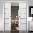 thumbnail image 5 of Lite Slab Barn Door Panel 28 x 80 | Quadro 4113 White Silk with Frosted Opaque Glass | Sturdy Finished Wooden Modern Doors | Pocket Closet Sliding, 5 of 6