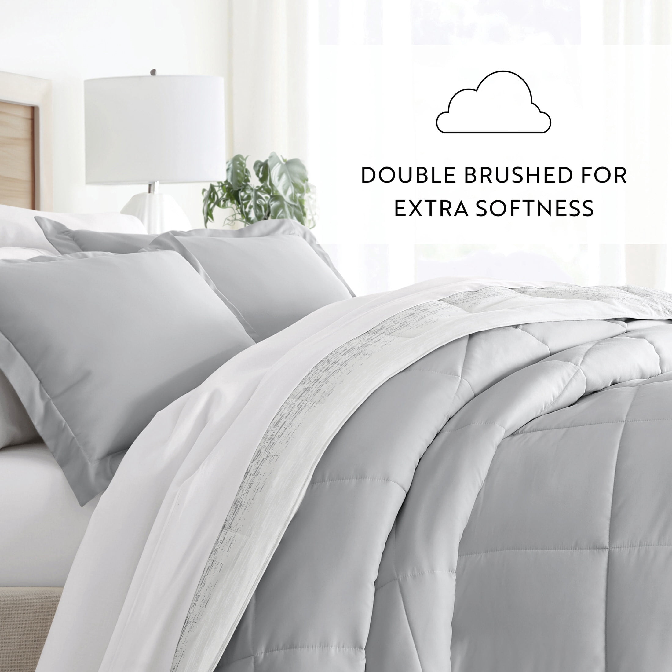 Noble Linens 3-Piece Gray Ombre Print Comforter Set, King/CalKing