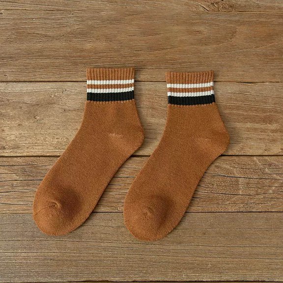 Dyfzdhu Striped Wool Hosiery Winter Thick And Comfortable Thermal Men Medium Length Casual Socks