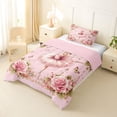 thumbnail image 2 of Castle Fairy Kawaii Ballet Girl Twin Comforter Sets 2pcs,Flying Butterfly Pink Rose Bedding Set,Pink Reversible,1 Comforter and 1 Pillowcase, 2 of 6