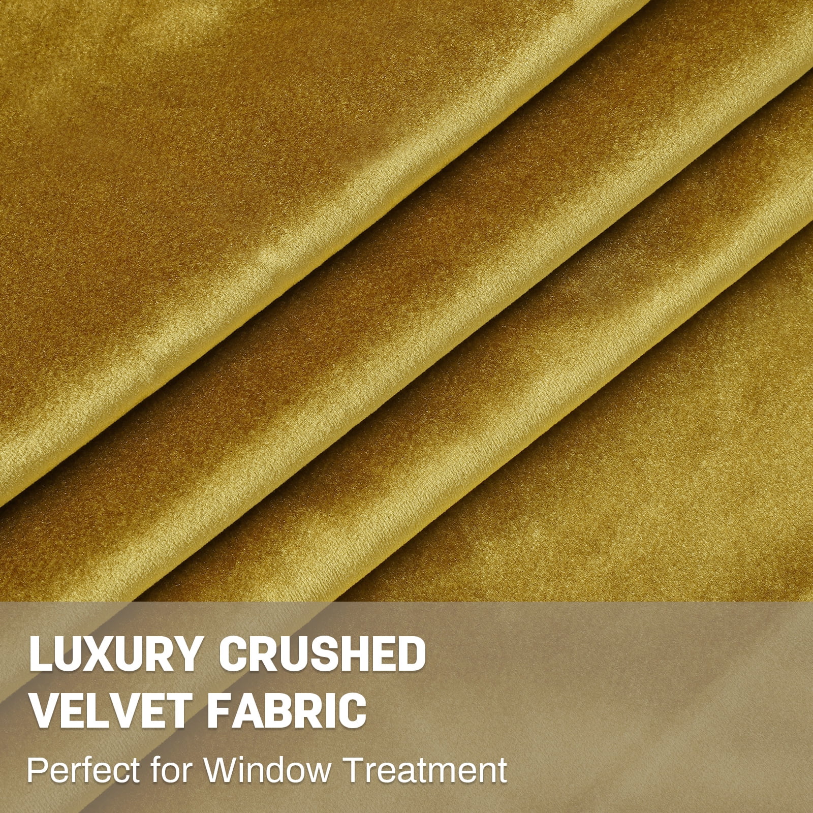 Lapalife 2 Panels Luxury Blackout Velvet Curtains, 84 inches Length Rod Pocket Thermal Insulated Soft Elegant Window Curtains for Bedroom Living Room, Gold