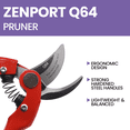 thumbnail image 6 of Zenport Q64 Heavy Duty Professional Pruner, 7-Inch, Red - 3 Pack, 6 of 7