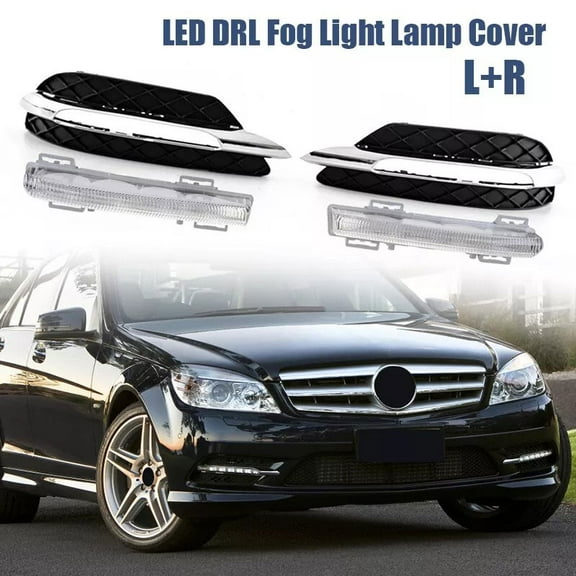 Daytime Running Light DRL Fog Light Assembly LED, White Daytime Running Light Front Bumper Light for W204 C-Class C300 C280 Sport 2013 2014