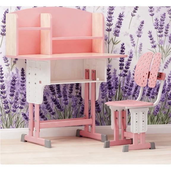 Mohsoe Scratch-Resistant Durable Kids Study Desk, MDF Desktop, Sturdy Steel Frame for Long Study Sessions Pink