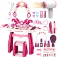 thumbnail image 1 of Mesa de maquillaje Surelect para niños pequeños con silla con espejo de 3 a 6 años, 1 of 7