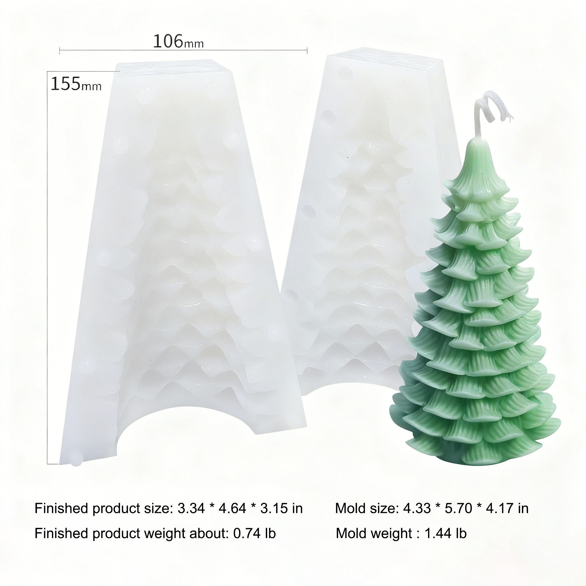 JDH silicone 3D Christmas Tree Candles Resin Molds for Candle Making, Xmas Pine Tree Silicone Soap Molds DIY Cake Decorating Candle Making Supplies