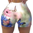 thumbnail image 2 of Fuzoiu Butterfly And Flowers Print Women's Workout Shorts,Workout Biker Shorts Women,Exercise Fitness Shorts,Scrunch Short, Athletic Shorts for Gym Yoga Running Sport Active-XX-Large, 2 of 8