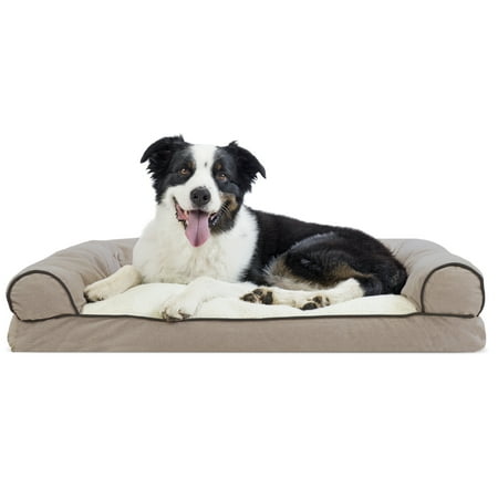 UPC: 0842229106183 | FurHaven Pet Products | Faux Fleece & Chenille Soft Woven Pillow Sofa Pet Bed for Dogs & Cats Cream Large