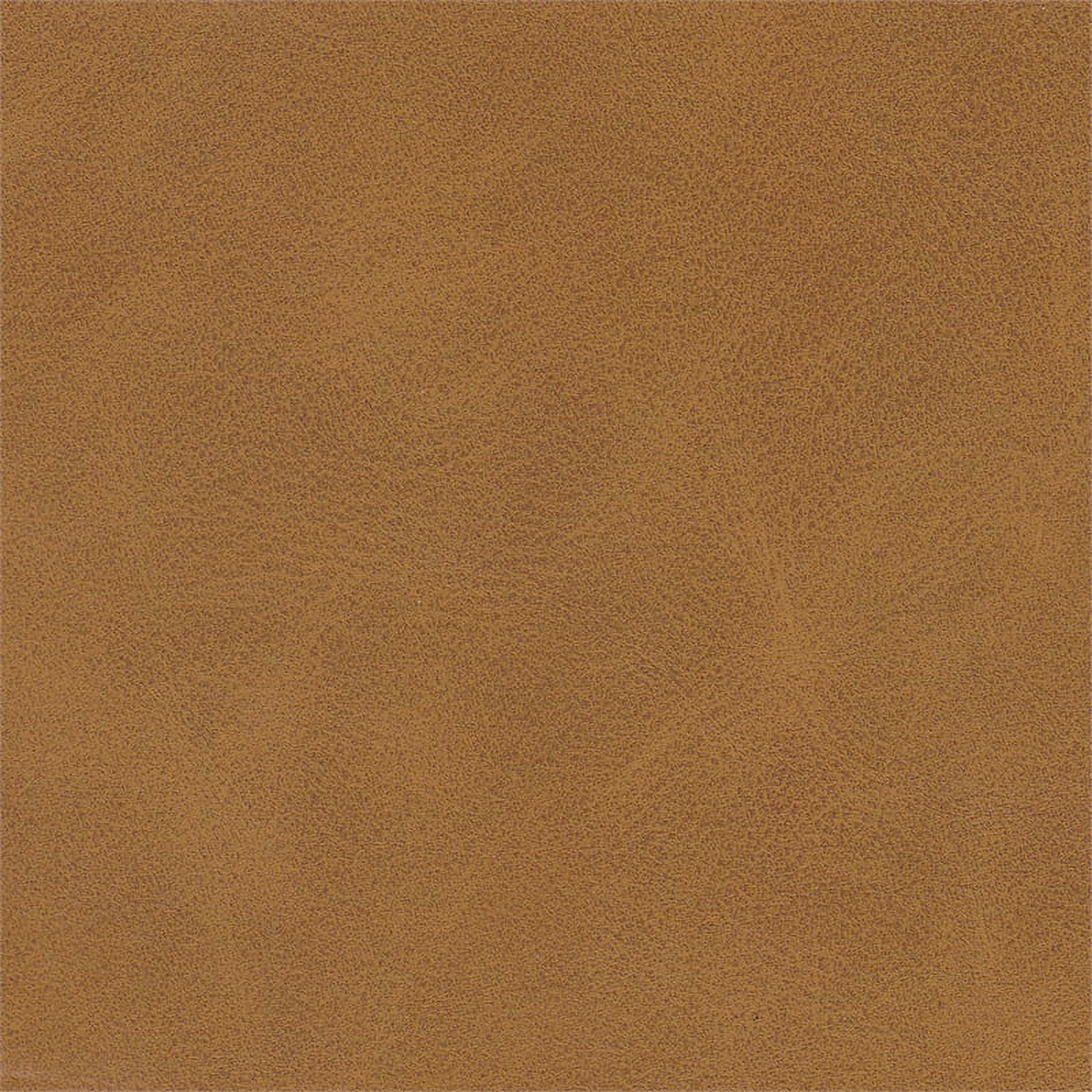 HomePop Upholstered Round Ottoman- Carmel Faux Leather