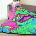 thumbnail image 6 of Salouo Psychedelic Cartoon Frog Print Bed Blankets,Flannel Blanket Comfortable Air Conditioning Blanket Lightweight Blanket for Sofa Bed Travel & Couch -80"x60", 6 of 8