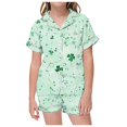 thumbnail image 4 of Pajama Set for Girls 2PC St. Patrick's Day Lapel Button up Kids Loungewear Boys Sleepwear 2 Piece Outfits Z11-Mint Green 4-5 Years, 4 of 4