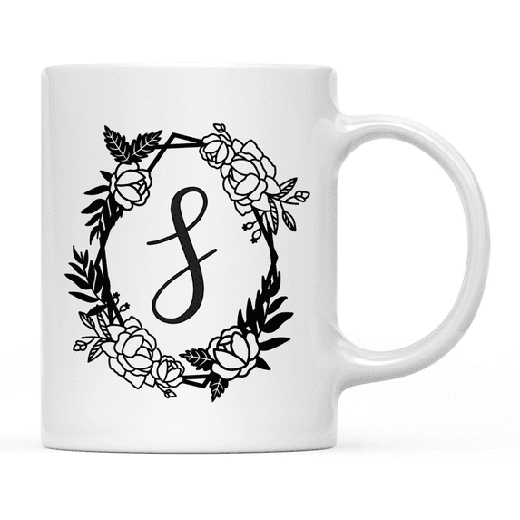 Koyal Wholesale Minimal Geometric Roses Design Coffee Mug Collection, Letter S