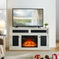 thumbnail image 2 of Tv Stand With Pattern And Hidden Storage - 65" Fit, White Fireplace Open Shelf Compatible, White, 31.7h, 2 of 6