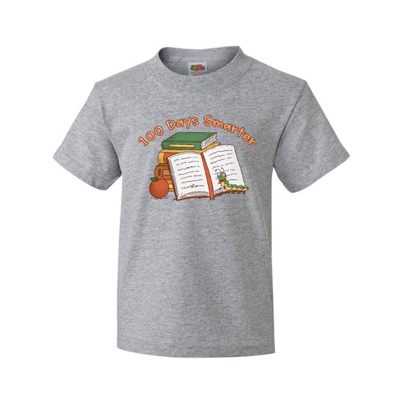 Inktastic 100 Days Smarter Bookworm 100th Day of School Youth T-Shirt