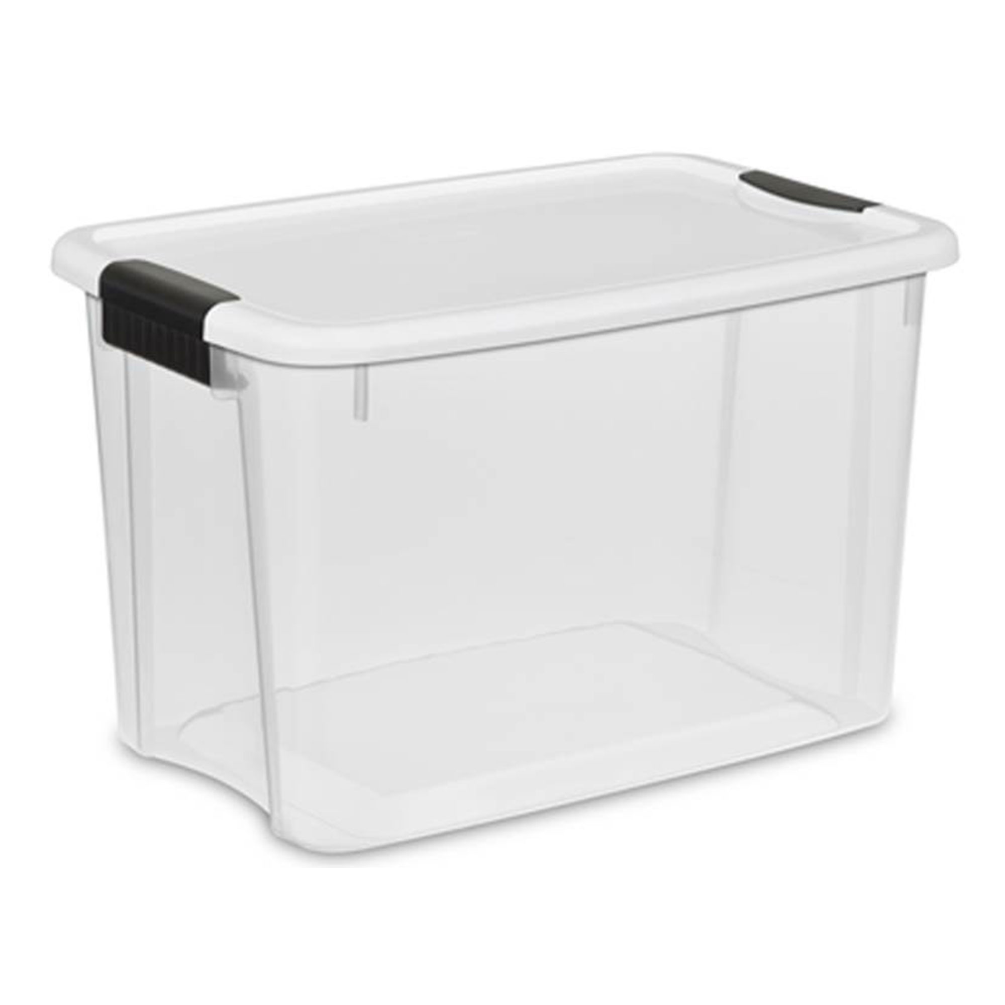 Sterilite 30 Quart Clear Plastic Storage Bin with White Latch Lid, 42