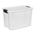 thumbnail image 1 of Sterilite Bac de Rangement en Plastique Transparent de 30 Pintes avec Couvercle à Loquet Blanc, Lot de 48, 1 of 12
