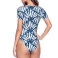 thumbnail image 3 of Uemuo Blue Shells Pattern Women's One Piece Short Sleeve Swimsuit Rash Guard Surfing Modest Quick-drying Swimsuit Beach Essentials-Small, 3 of 9