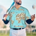 thumbnail image 4 of Fotbe World Travel Line Icons Map Baseball Jersey Shirt for Men and Women, Casual Short Sleeves Button Down T-Shirt-XX-Large, 4 of 9