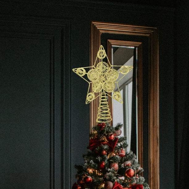 Árbol de Navidad Soledad Estrella inastillable Brillo Treetop Metal para escritorio Navidad Año nuevo oro