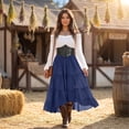 thumbnail image 3 of Womens Off Shoulder Renaissance Dress Bell Sleeves Vintage Medieval Peasant Long Dresses Halloween Pirate Costume(BlueS), 3 of 6