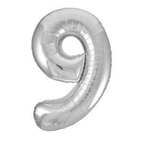 34 inch Kaleidoscope Number 9 - Silver Foil Mylar Balloon - Party Supplies Decorations