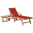 thumbnail image 1 of vidaXL Sun Lounger with Table and Cushion Solid Teak Wood, 1 of 5