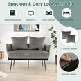 thumbnail image 6 of Costway Modern Loveseat Sofa Upholstered Dutch Velvet Couch with Woven Back & Arms Grey, 6 of 10