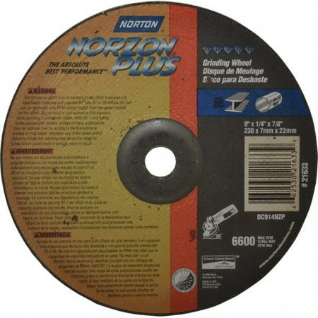 

Norton 24 Grit 9 Wheel Diam 1/4 Wheel Thickness 7/8 Arbor Hole Type 27 Depressed Center Wheel Ceramic 6 600 Max RPM Compatible with Angle Grinder