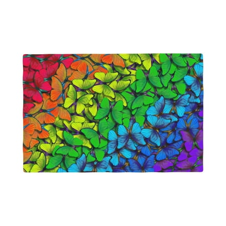 

Placemats Set of 4 Rainbow Butterflies Heat Resistant Non - Slip Place mats Waterproof table mat for Kitchen Dining-6片装