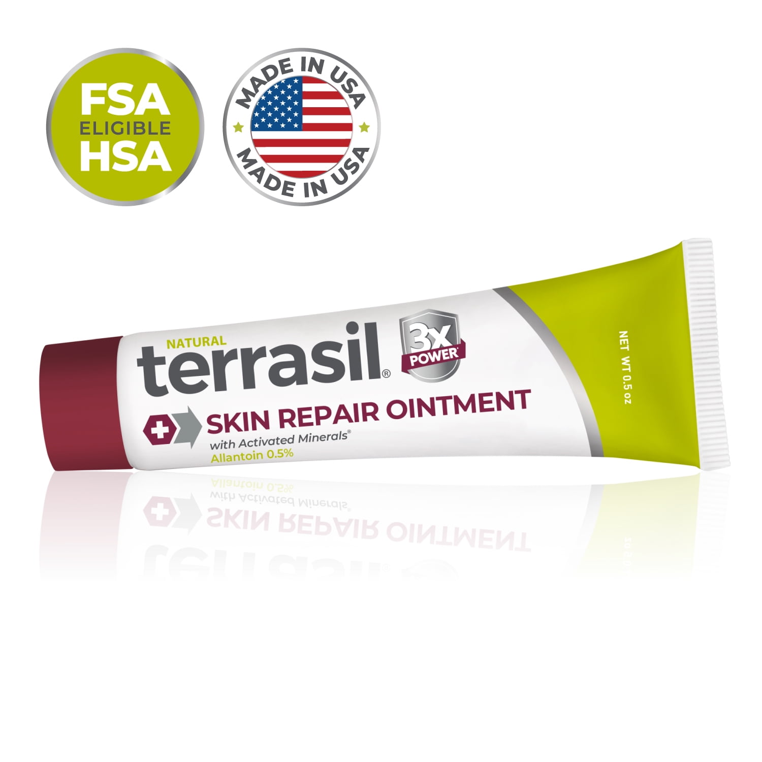 Terrasil Skin Repair Ointment for Healing Folliculitis, Ulcers, Fissures, All Natural Activated Minerals (14gm Tube)