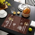 thumbnail image 3 of Brown White Floral Placemats Set of 4, Abstract Art Summer Botanical Placemats for Dining Table, Place Mats for Kitchen Tabletop, Waterproof Wipeable Dining Table Mats Set, 3 of 9