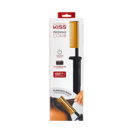 KISS Professional Pressing Comb, LED Display, Polished Gold, Adult, All Hair Types