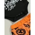 thumbnail image 4 of Newborn Infant Baby Boy My First Halloween Outfit Pumpkin Long Sleeve Romper Pants Hat Fall Halloween 3Pcs Clothes Set, 4 of 8