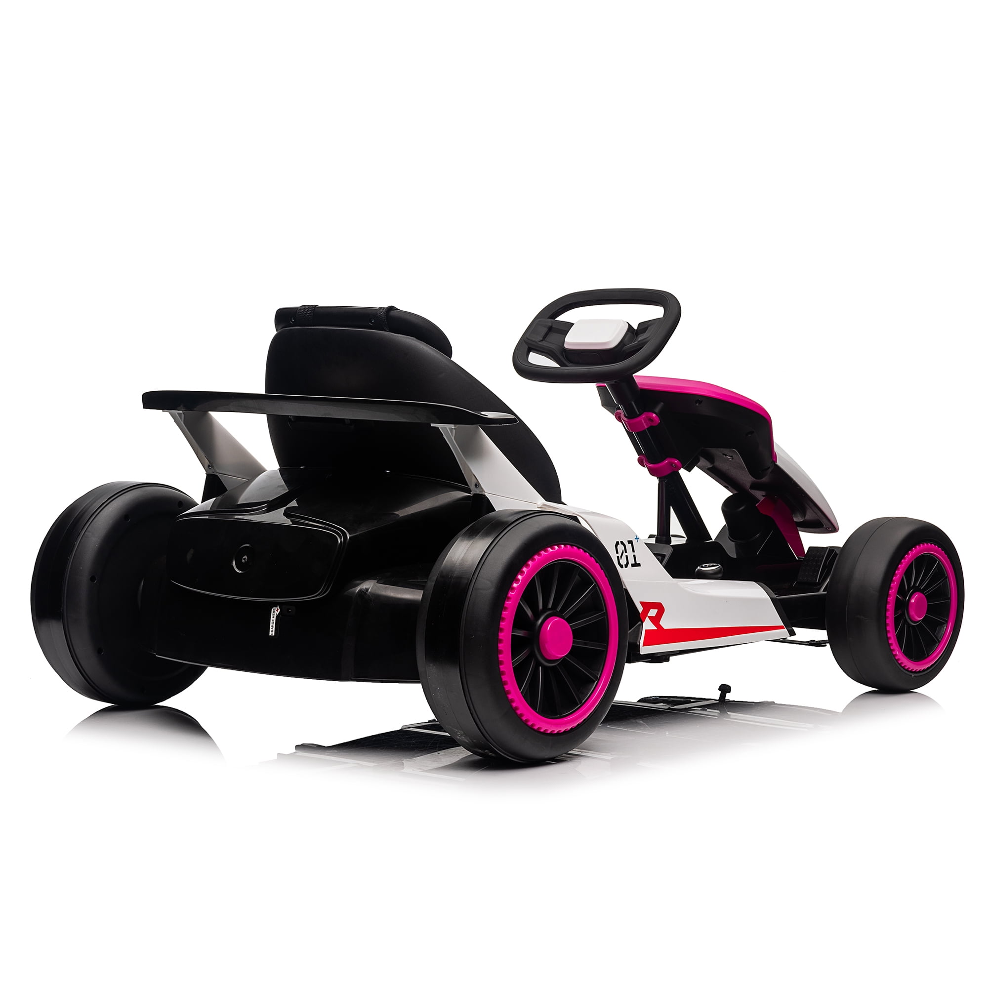 24V Electric Go Kart ride on toys for boys girls Age 6+, Rose Pink