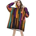 thumbnail image 4 of Colorful Wood Print Oversized Blanket Hoodie, Wearable Blanket Adult For Women Men And Teenager, Super Soft Warm Flannel Fluffy Hooded Blankets Sweatshirt With Big Pocket, 4 of 8