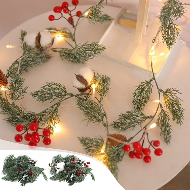 ¡Oferta Imperdible!, Nuevas luces LED de alambre de cobre, agujas navideñas, conos, luces de decoración navideña de algodón rojo, colgantes para árboles de Navidad Akmoler