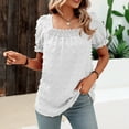 thumbnail image 4 of Birdeem Womens Summer Solid Color Short Sleeve Dot Tops Square-Neck Chiffon T-Shirts Blouse, 4 of 6