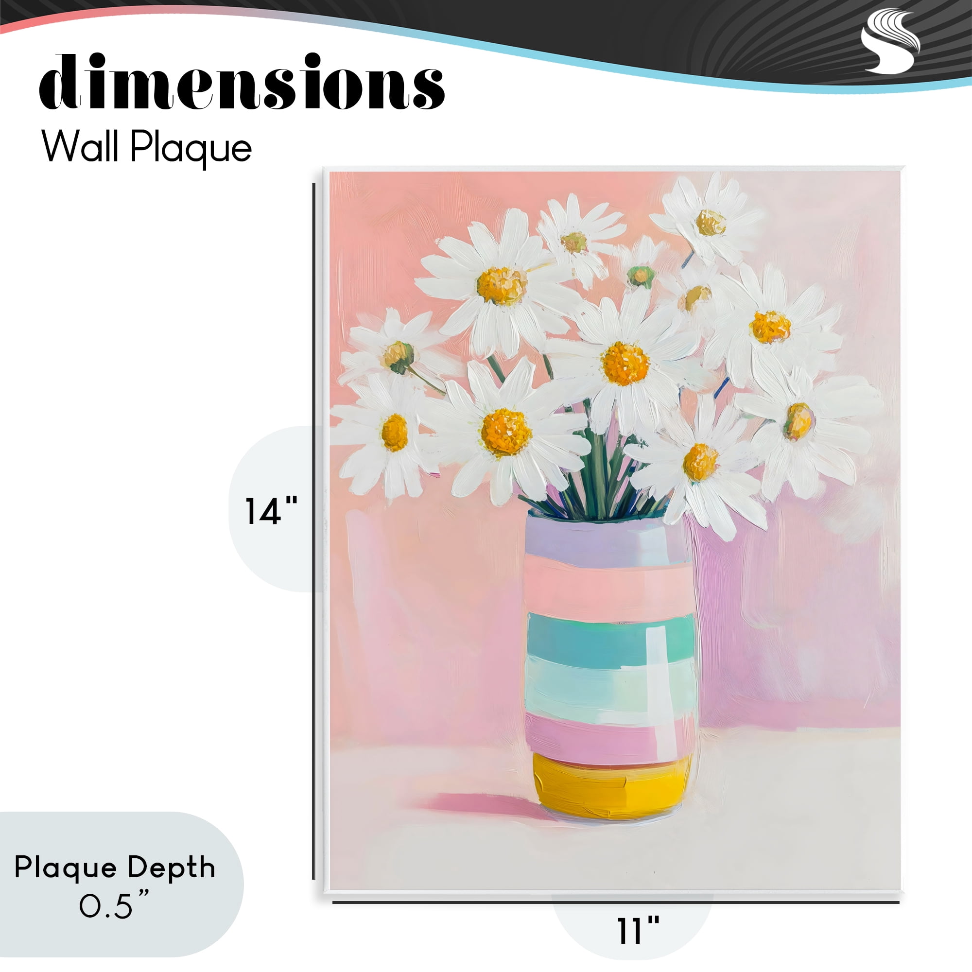 Stupell Industries Daisies in Striped Vase Wall Plaque Art, design by The Prints Vibe