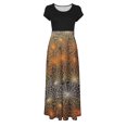 thumbnail image 5 of TIMIFIS Robes Maxi d'Halloween pour Femmes Manches Courtes Cosplay Fête Robe Évasée Vintage Horreur Citrouille Imprimée Bal Automne/hiver, 5 of 5