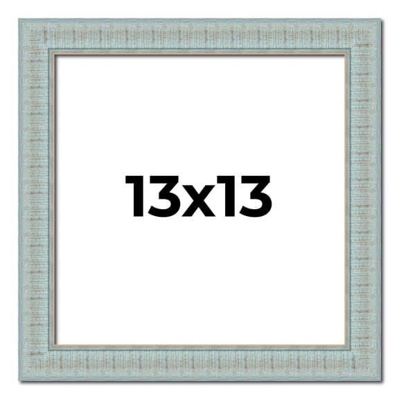 13x13 Frame Blue Teal Distressed Solid Wood Picture Frame | 1.625 Inch Moulding Width | Sonoma Blue
