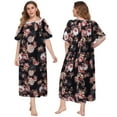 thumbnail image 3 of WBQ Plus Size Nightgown For Women Short Sleeve Floral Nightdress Square Neck Loungewear Loose Long Sleep Dress, 3 of 9