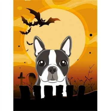 Carolines Treasures BB1761CHF Halloween Boston Terrier Flag Canvas House Size