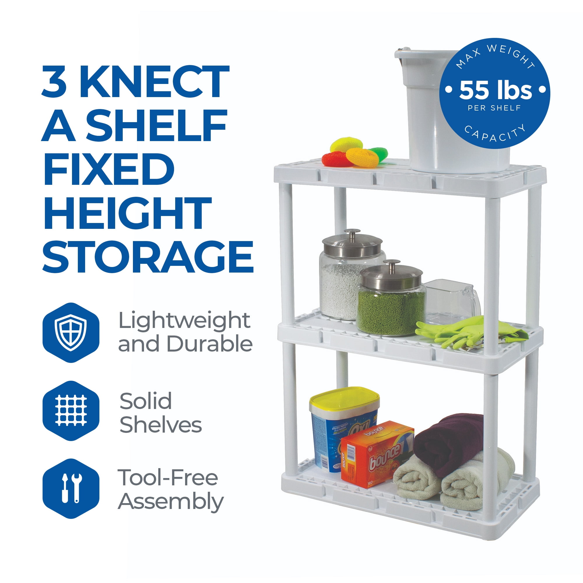 Gracious Living Knect A Shelf 3 Shelf Interlocking Storage Units (2 Pack)