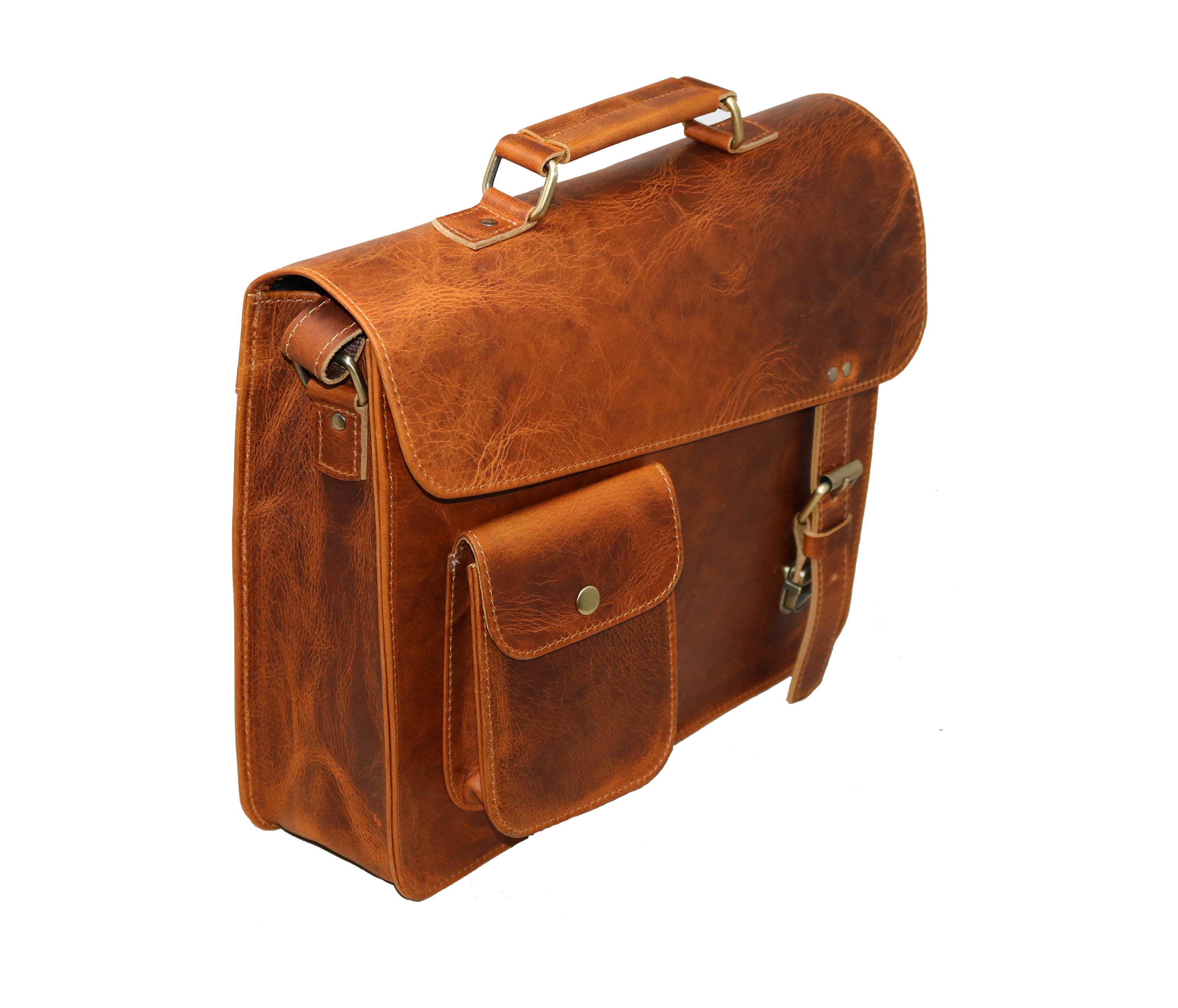 Jaald 13" Leather Messenger Bag Satchel Padded Laptop Briefcase Men Women Cross Body Shoulder Travel Work Man Purse Bag Birthday Gift