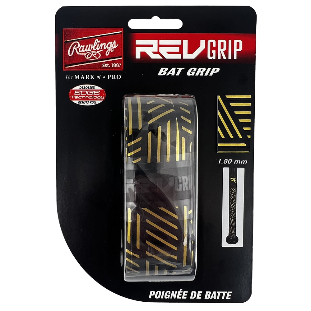 (4 pack) Rawlings Baseball Bat 1.80mm Rev Grip | Gold