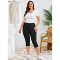 thumbnail image 3 of SHOWMALL Women's Plus Size High Waisted Capri Yoga Leggings with Pockets, Black 3X Tummy Control Cropped Workout Pants for Gym & Running, 3 of 9