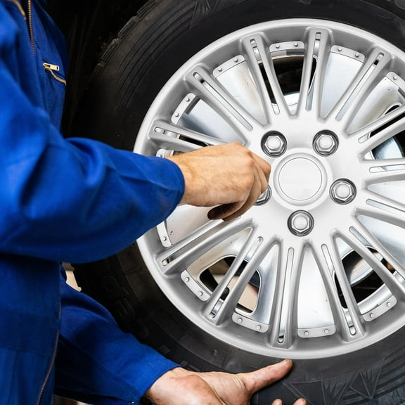 LULULION Car Wheel 1 Set Decorative Silver Plastic for Automotive Hub