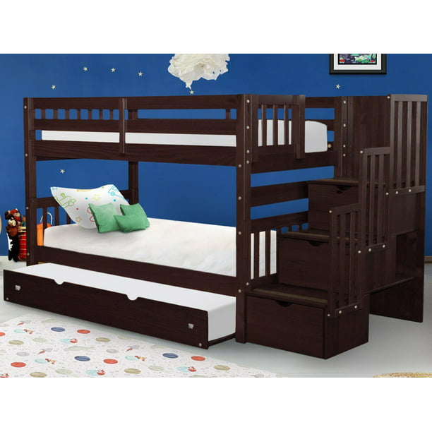 Bedz King Stairway Bunk Beds Twin Over, Ryan Twin Over Full Staircase Bunk Bed Instructions Pdf