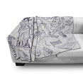 thumbnail image 2 of Sketch Art Soft Flannel Fleece Blanket, Doodle Shopping in New York Wow Cafe Urban Life Fashion Music Theme, Cozy Plush for Indoor and Outdoor Use, 70" x 90", Dark Purple and White, by Ambesonne, 2 of 5